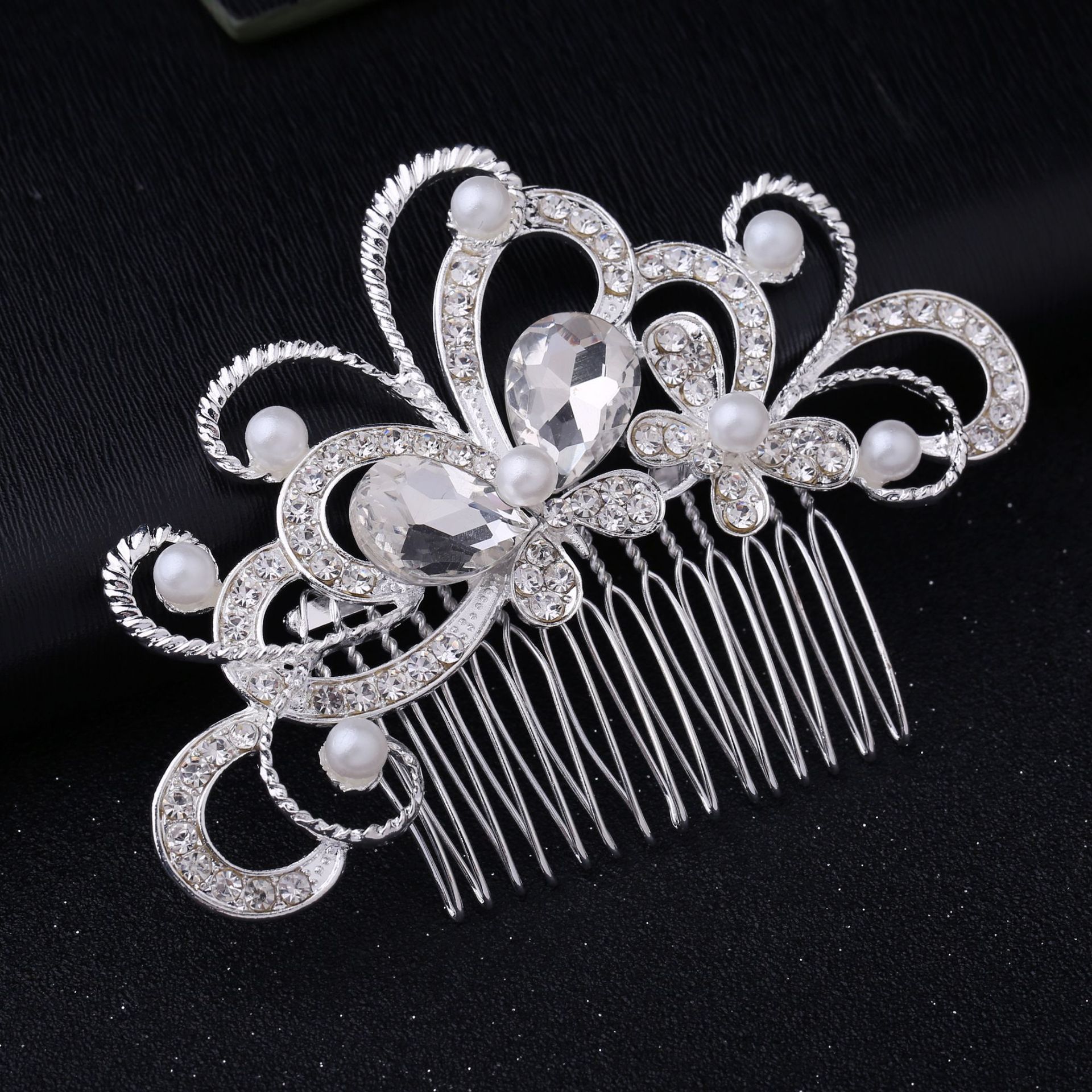 Headpieces Bridal Wedding Tiaras Stunning Fine Comb Bridal Jewelry Accessories Crystal Pearl Hair Brush utterfly hairpin for bride