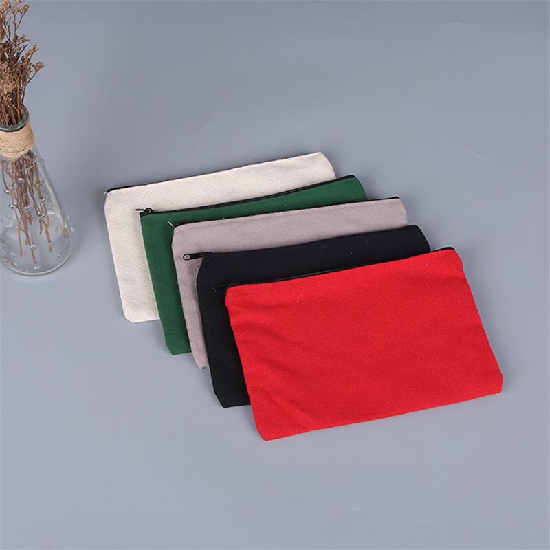 21x13cm Canvas Makeup Zipper Pencil Case Blank Bags Cosmetic Pouch for Travel DIY Craft School Free shipping