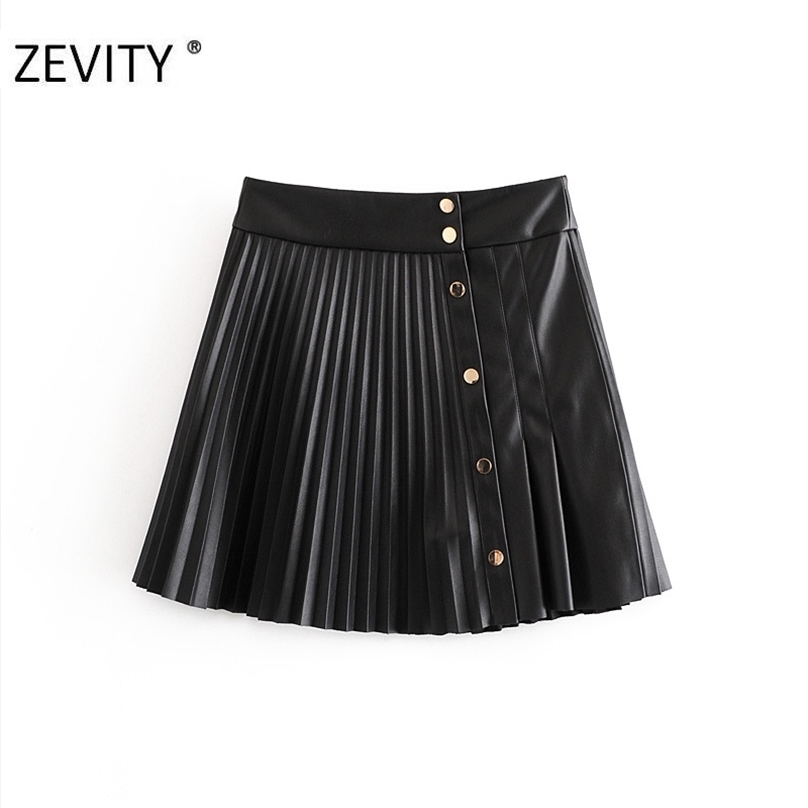 Zevity Women vintage high waist PU Leather pleated mini skirt faldas mujer ladies front buttons casual brand chic skirts QUN689 210629, Wf qun689b
Zevity Women vintage high waist PU Leather pleated mini skirt faldas mujer ladies front buttons casual brand chic skirts QUN689 210629, Wf qun689b