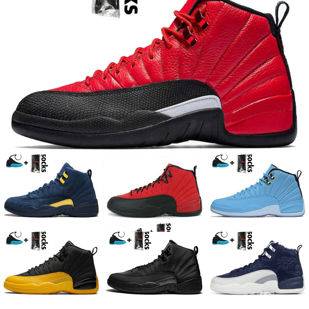 12 Mens Basketball Shoes 12s XII 2021 JUMPMAN 23 DARK CONCOR REVERSE FLU GAME Gym Red Stone Blue Sports Sneakers Trainers SIZE US 139MAGPMB1