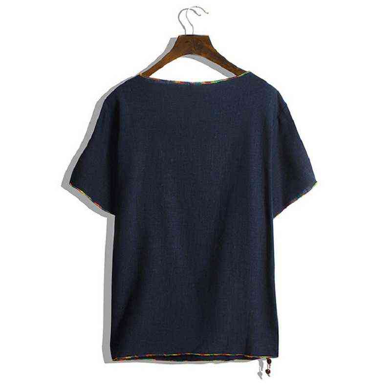 Oversized T Shirt 5xl 6xl Linen Male Big Large O-neck Chinese Style Fat Guy Plus Size Men's Casual Short-sleeve -shirt 211106