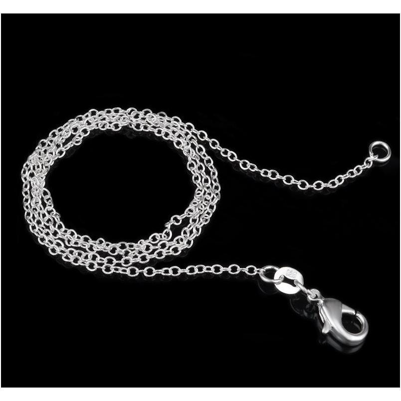 925 Sterling Silver Plated Link Rolo Chain Necklace With Lobster Clasps 16 18 20 22 24 Inch for Women Rope Chain Necklaces DIY Making Jewlery Factory 