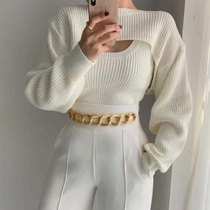 Gagaok Round Collar Long Sleeve Women Knitted Tops Korean Fashion Sweater Spring Vintage Female Pullover Drop 210914