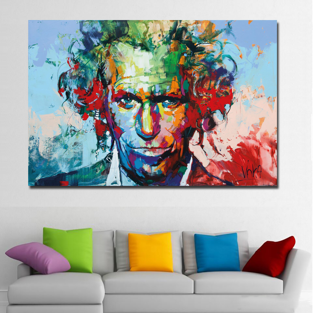 Colorful Portrait Oil Painting Printed On Canvas Spontaneous Realism Painting By Voka Wall Art Prints Poster For Living Room
