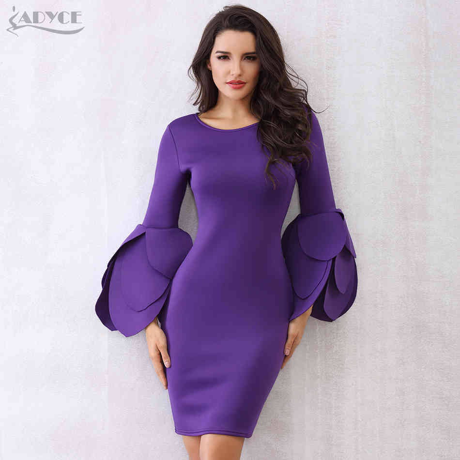 Autumn Women Violet Black Celebrity Evening Party Dress Long Petal Sleeve Mini Elegant Runway Club Vestidos 210423