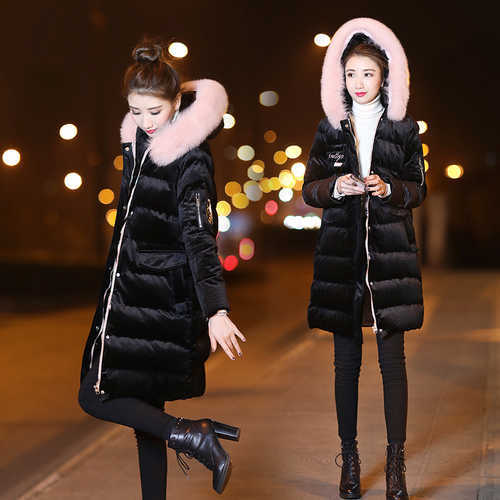 Cotton clothing female winter Korean version of the thick cotton coat in long section gold velvet 210923