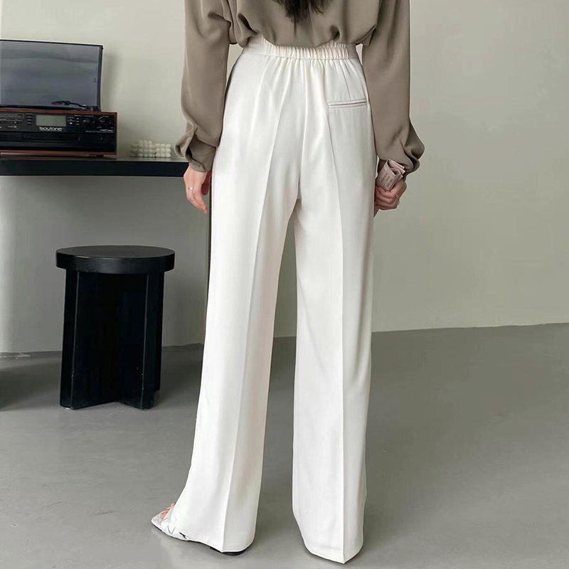 Work Solid Casual Plus Size Pants Straight OL Minimalist Loose All Match High Waist Wide Leg Women Trousers 210421