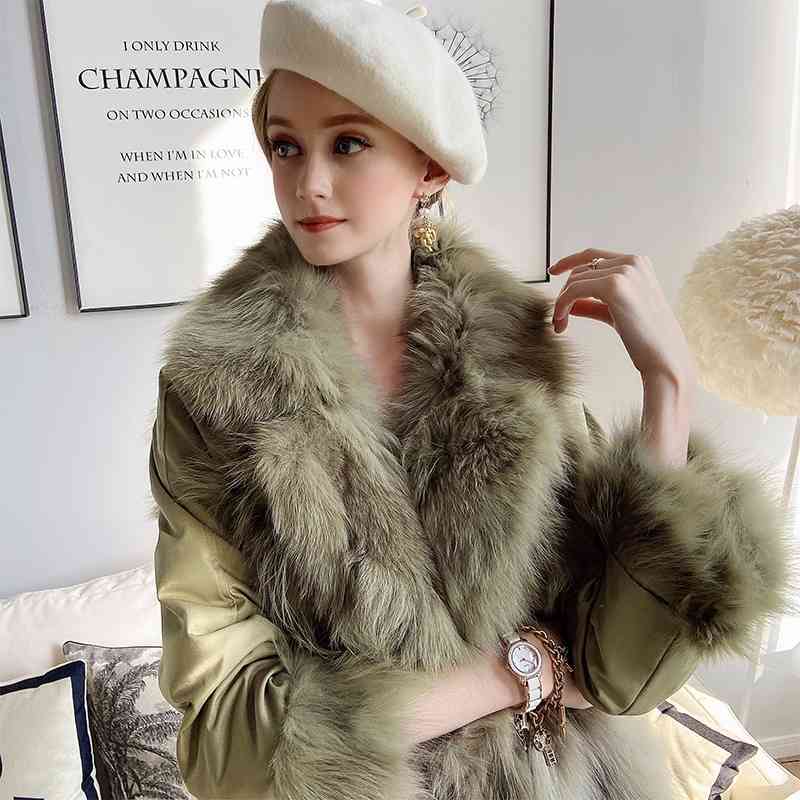 Dabuwawa Thick Warm Raccoon Dog Fur Jacket Coat Women Double Breasted Jacket Female Overcoat Casual Winter Coat Ladies DT1DPK009 210520