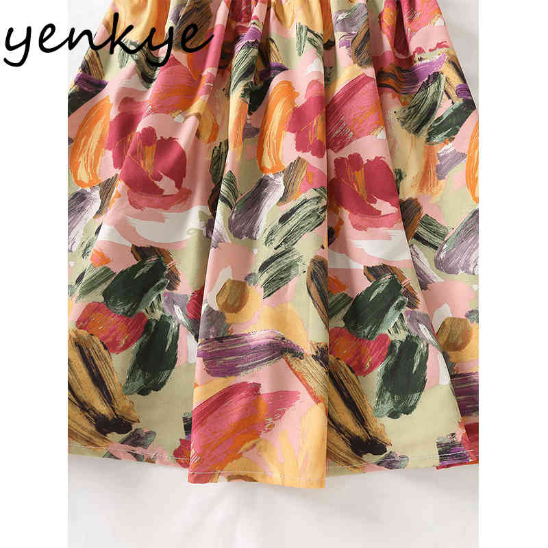 Vintage Multicolor Print Sexy Sling Dress Women V Neck Sleeveless A-line Mini Holiday Beach Summer Short Vestido 210430