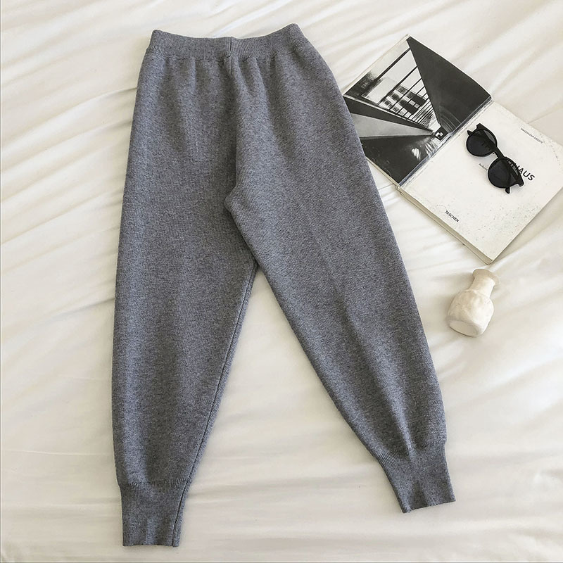 Nomikuma Knitted Harem Pants Autumn Winter Sweater Trousers Korean Causal Solid Pockets Women Ankle-length Pants 6C967 210427