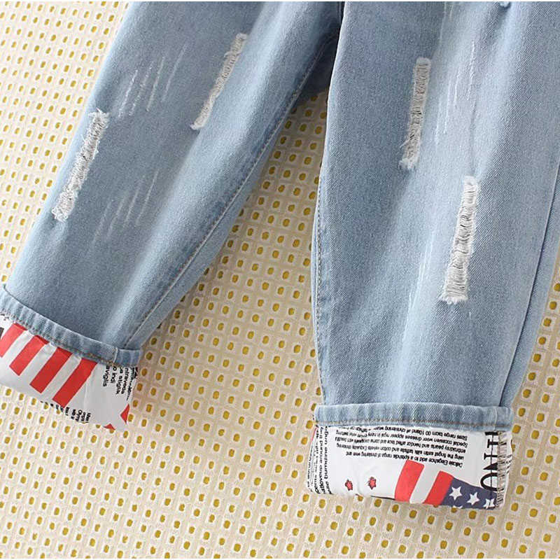 Women's Plus Size Harem Jeans Elastic Waist Hemming Young Girl Fashion 4XL 5XL Large Denim Pants Trousers 210922