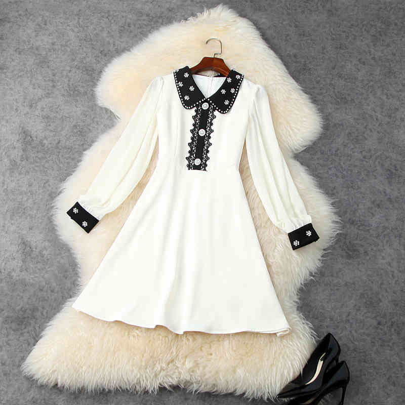 HIGH STREET Fashion Spring Runway Dress Women' Color Block Peter Pan Collar Beaded 210521, Blue
HIGH STREET Fashion Spring Runway Dress Women' Color Block Peter Pan Collar Beaded 210521, Blue