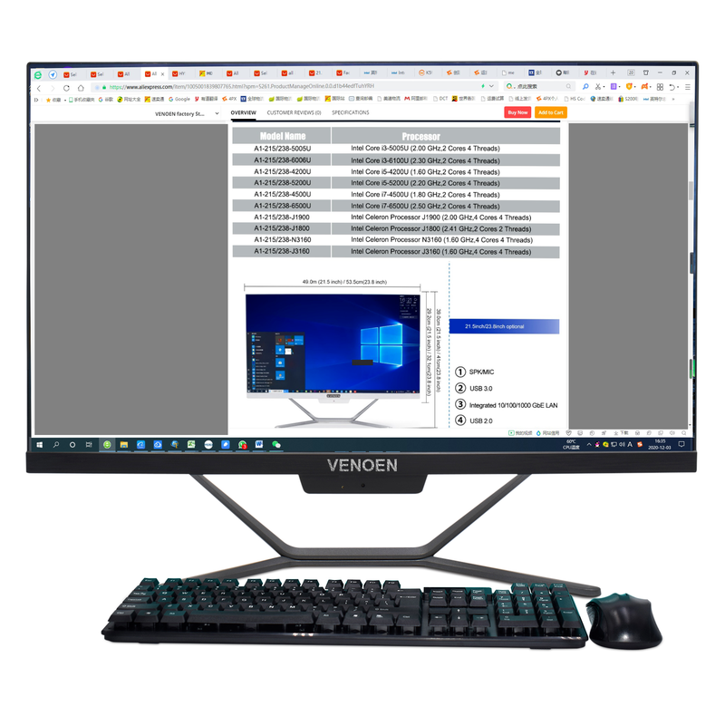 10th Gen All in One PC Intel i5 10210U I7 10510U ddr4 RAM 23.8 Inch monitor office Desktop computer with Wireless Keyboard Mouse
10th Gen All in One PC Intel i5 10210U I7 10510U ddr4 RAM 23.8 Inch monitor office Desktop computer with Wireless Keyboard Mouse