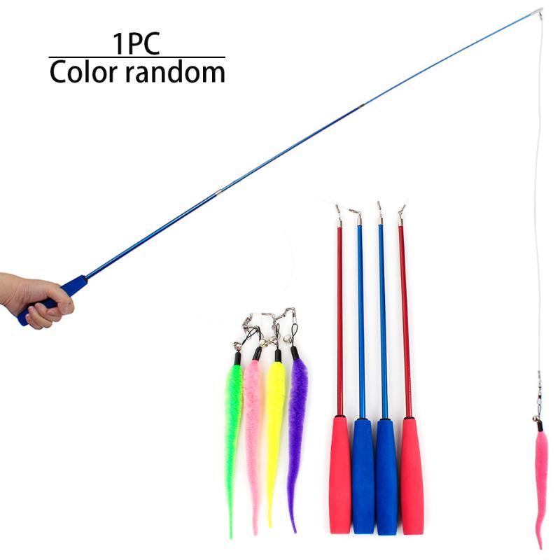 95cm Worms Shape Funny Safe Anti Scratch Biting Rod Nontoxic Exercise Soft Bells Interactive Toy Cat Teaser Pouncing Chasing Toys