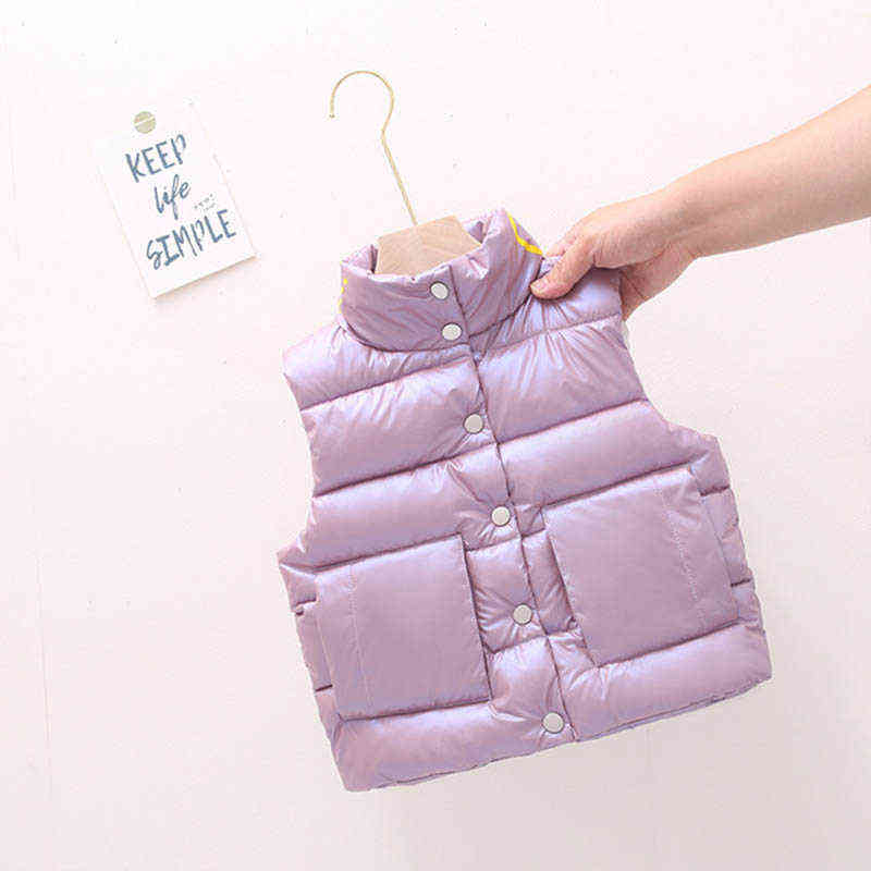 Autumn Winter Solid Color Vest For Girls and Boys Children Collar Clothing Baby Thickening Plus Velvet Sleeveless Coat Waistcoat 211203