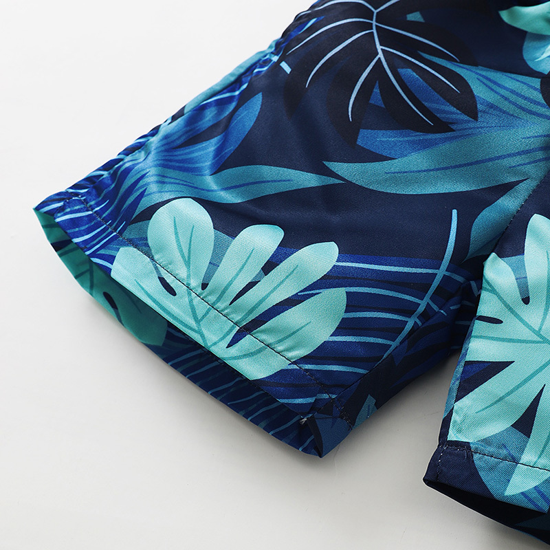 Kids Cotton Clothes Summer Boy Cartoon T-shirt + Leaf Shorts Beach Holiday Style Printing Children's Set 210515