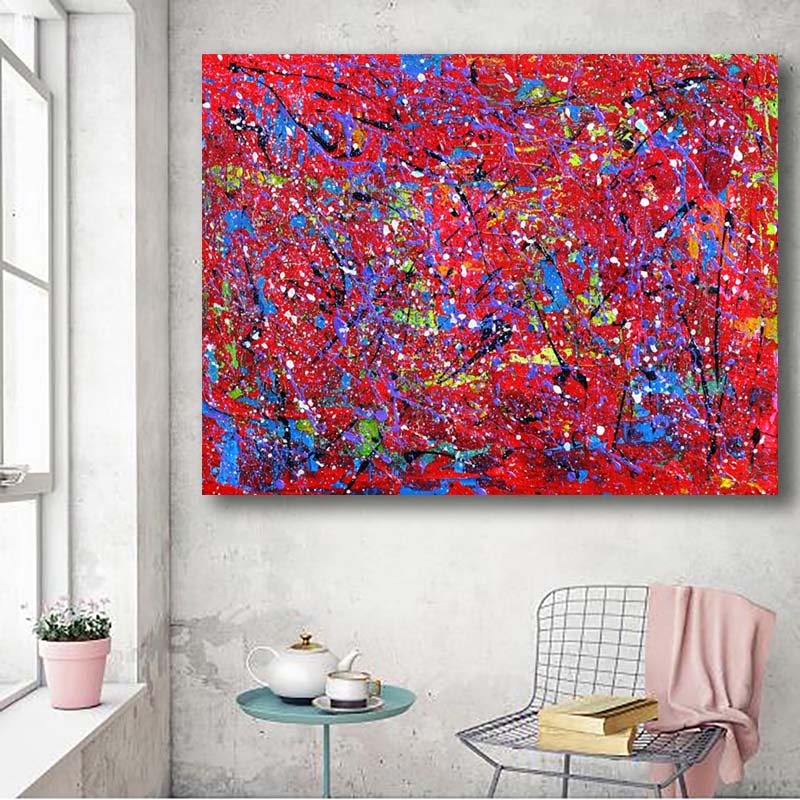 Abstract Graffiti Wall Decor Modern Canvas Printed Red Blue Line Oil Painting Art Pictures For Living Room Posters Unframed