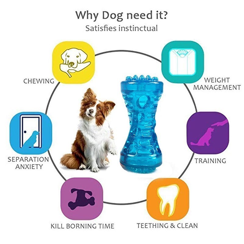 Durable Dog Molar Bone Dogs Rubber Squeaky Chew Toy Sound Bite-Resistant Pet Teeth Cleaning Puppy Chewing Training Molar Stick