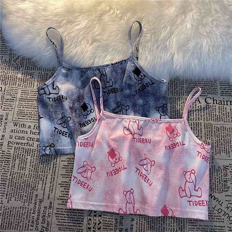 tie-dye camisole punk sports outer womens tank korean girl inner short vest high street lovely bottoming women camis, White 
tie-dye camisole punk sports outer womens tank korean girl inner short vest high street lovely bottoming women camis, White