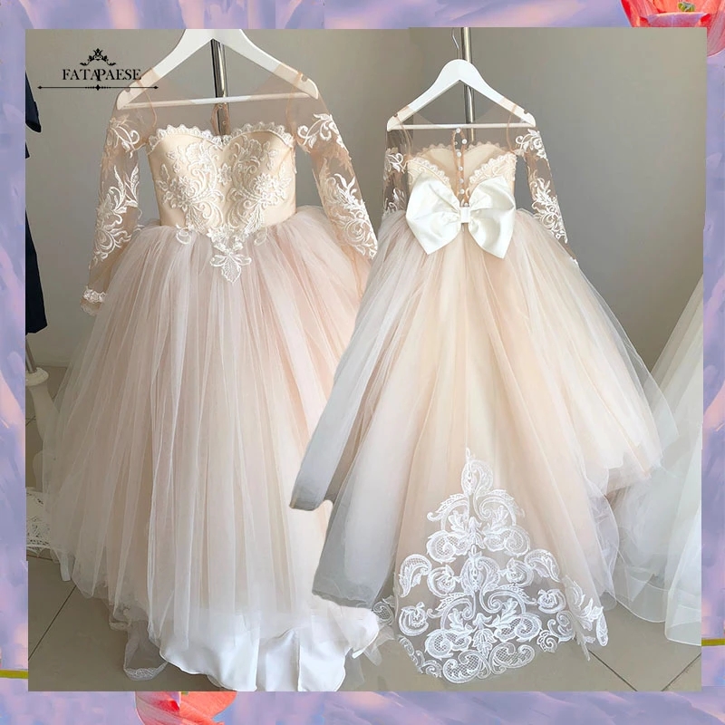 4-8T Years Lace Tulle Girl's Dresses Bows Back Appliques Children's First Communion Dress Princess Ball Gown Wedding Party Flower Girl Dress, Ivorie
4-8T Years Lace Tulle Girl's Dresses Bows Back Appliques Children's First Communion Dress Princess Ball Gown Wedding Party Flower Girl Dress, Ivorie