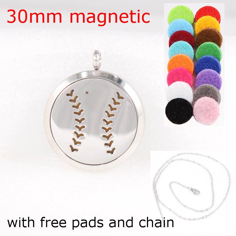 Pendant Necklaces Stainless Steel Baseball Diffuser Locket /Essential Oil Perfume Lockets Necklace With Pads & Chain, Silver
Pendant Necklaces Stainless Steel Baseball Diffuser Locket /Essential Oil Perfume Lockets Necklace With Pads & Chain, Silver