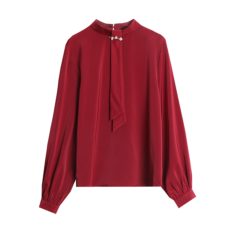 blusas mujer de moda dames blouses lange mouwen womens tops and Office Lady Stand lantern Sleeve shirt 7040 50 210427