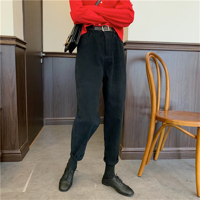 Korea Women Fashion Thicken High Waist Denim Pants Loose Streetwear Autumn Wild Woman Casual Straight Trousers 210421