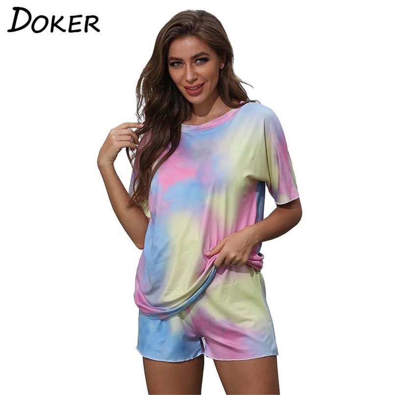 Tie-dyed O-Neck Casual Short Sleeve Tops Shorts Lacing Two-piece Suits Women Loose And Comfortable Breathable 210603, Gray
Tie-dyed O-Neck Casual Short Sleeve Tops Shorts Lacing Two-piece Suits Women Loose And Comfortable Breathable 210603, Gray