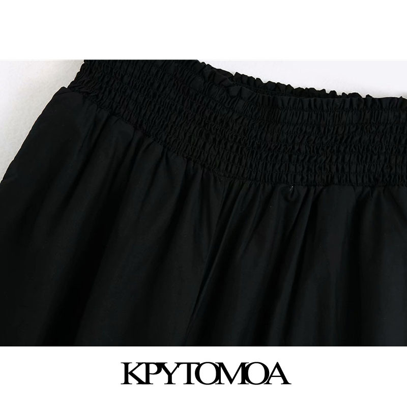 Women Chic Fashion Cutwork Embroidery Hem Pants High Elastic Waist Side Pockets Female Ankle Trousers 210420