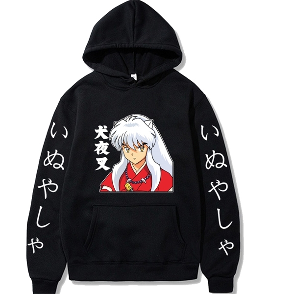 Uniex Anime InuYasha Hoodie Long Sleeve Harajuku Streetwear Hip Hop Y0809