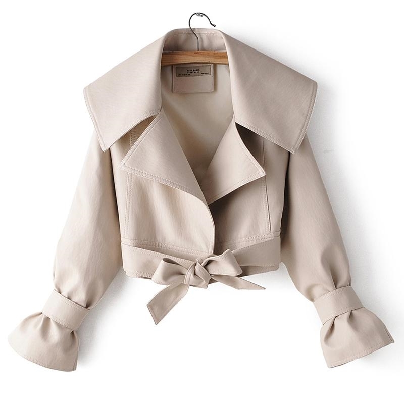 Spring Autumn Faux Leather Jacket Turndown Collar Loose Short Coat Ladies Bandage Bow Biker Red Motorcycle Outerwear 210602, Black
Spring Autumn Faux Leather Jacket Turndown Collar Loose Short Coat Ladies Bandage Bow Biker Red Motorcycle Outerwear 210602, Black