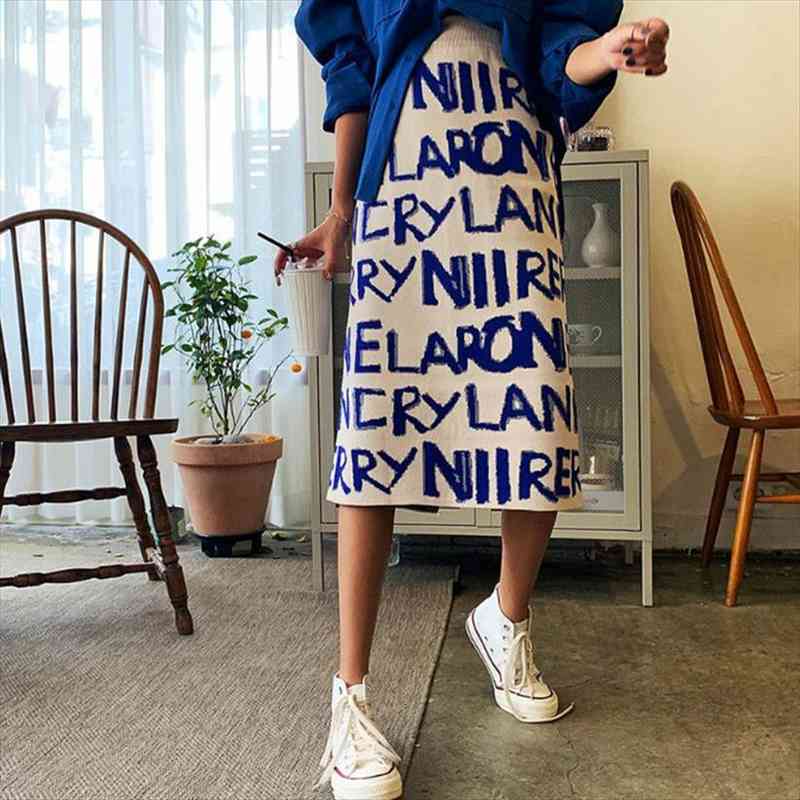 letter knit autumn winter womens skirt high waist split straight office lady long warm step faldas ml297, Black
letter knit autumn winter womens skirt high waist split straight office lady long warm step faldas ml297, Black