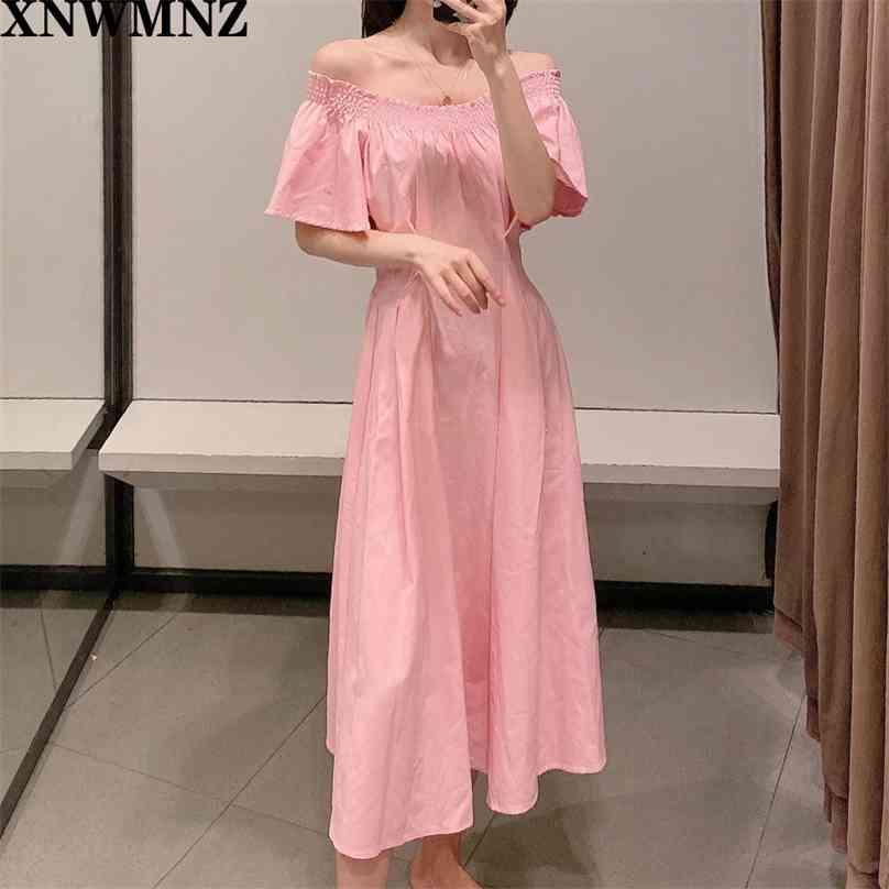 Rustic dress pink linen blend Wide elastic neckline Short ruffled sleeves midi Vintage Solid Sexy Off Shoulder Dress 210520, Blue
Rustic dress pink linen blend Wide elastic neckline Short ruffled sleeves midi Vintage Solid Sexy Off Shoulder Dress 210520, Blue
