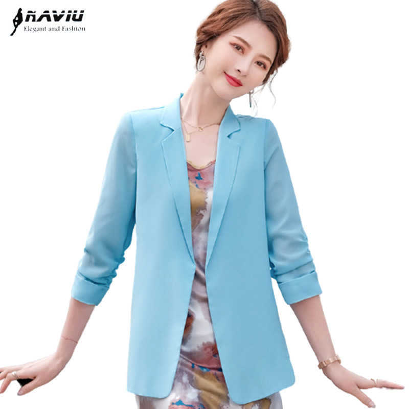 Sky Blue Half Sleeve Blazer Women Summer Thin Fashion Temperament Formal Casual Chiffon Jacket Office Ladies Work Coat 210604, White blazer
Sky Blue Half Sleeve Blazer Women Summer Thin Fashion Temperament Formal Casual Chiffon Jacket Office Ladies Work Coat 210604, White blazer