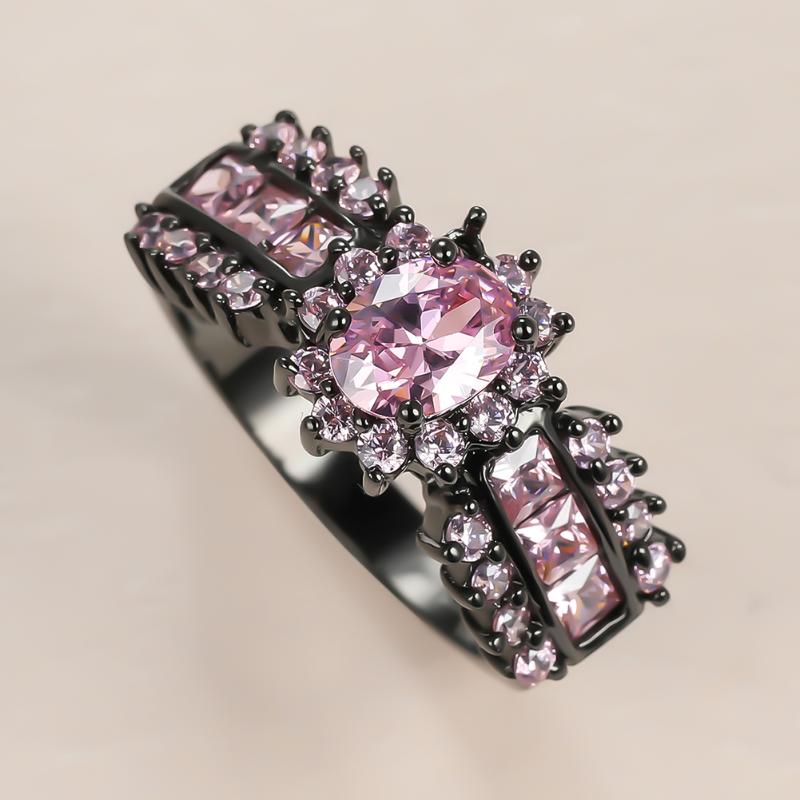 Luxury Female Pink Crystal Stone Ring Charm 14KT Black Gold Wedding Rings For Women Dainty Bride Oval Zircon Engagement
Luxury Female Pink Crystal Stone Ring Charm 14KT Black Gold Wedding Rings For Women Dainty Bride Oval Zircon Engagement