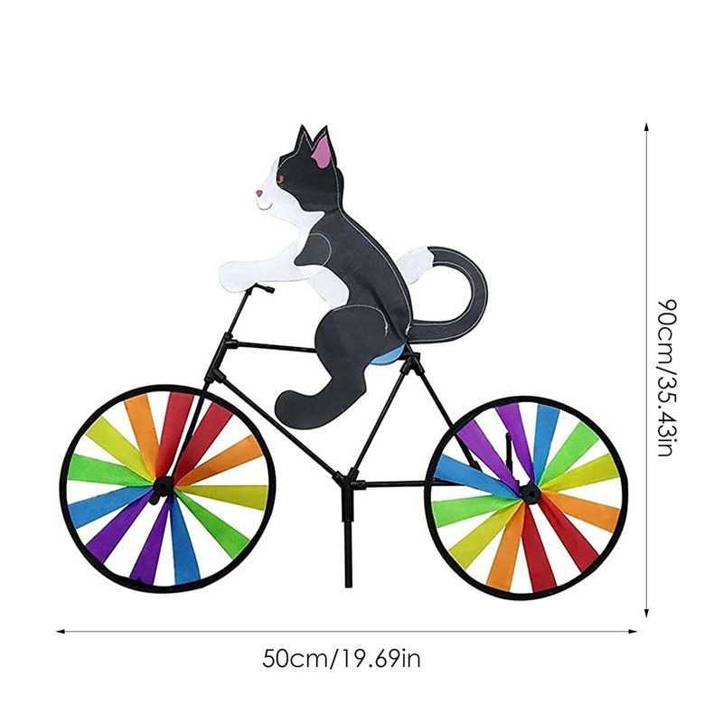 Bike Spinner Cat Dog Bicycle Garden Stake for Balcony Patio Yard Handmade Wind Spinner Cartoon Animal Biking Garden Yard Decor Q083441448