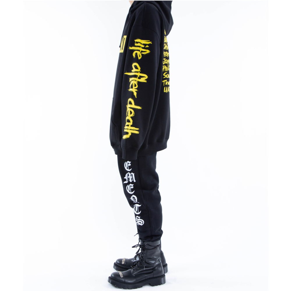 Black World Tour Hoodies Men Women Yellow CITY Text Printed Hoodie Sleeve Life After Death Logo Sweatshirts Hoodies