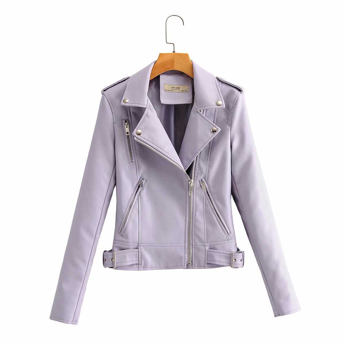 Women Jackets Moto Biker Faux Leahter Coat Fashion Spring Autumn Zipper Short Outwear Ladies Purple Pink Streetwear Coats 210602
Women Jackets Moto Biker Faux Leahter Coat Fashion Spring Autumn Zipper Short Outwear Ladies Purple Pink Streetwear Coats 210602