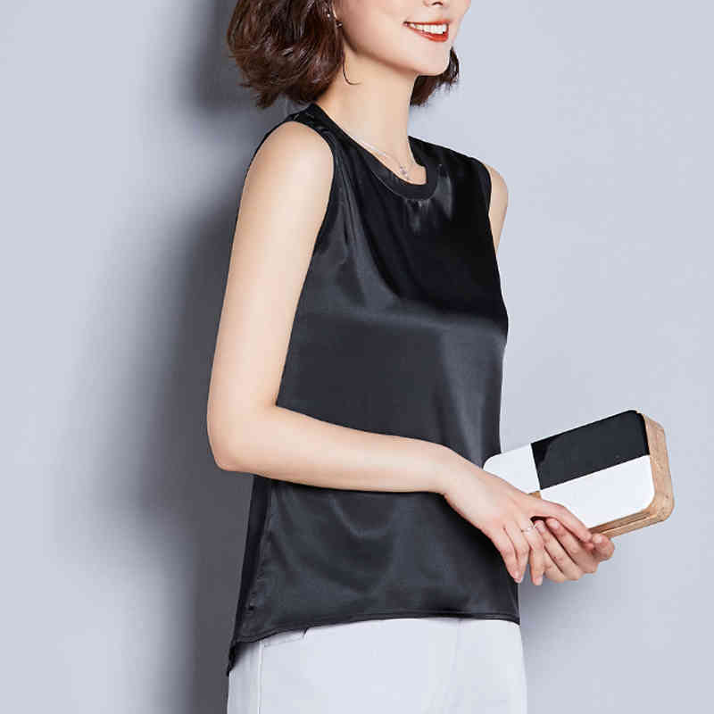 Summer Women Silk Tank Tops Plus Size Loose Sleeveless Satin Clothes Mesh Spliced Fashion Vest Blusas Casual 13825 210506