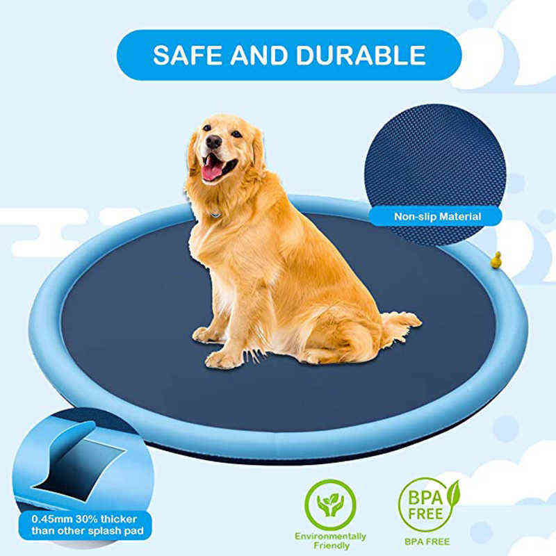 free shipping Smmer Dog Toy Splash Sprinkler Pad for Dogs Thicken Pet Pool Interactive Outdoor Play Water Mat Toys Cats and Children 211111