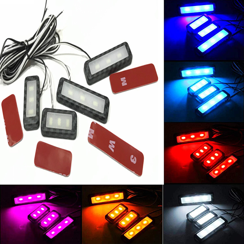 4pcs Car Inner Door Ambient Bowl Handle LED Armrest Light Auto Interior Decorative Atmosphere Multicolor Lamp Universal