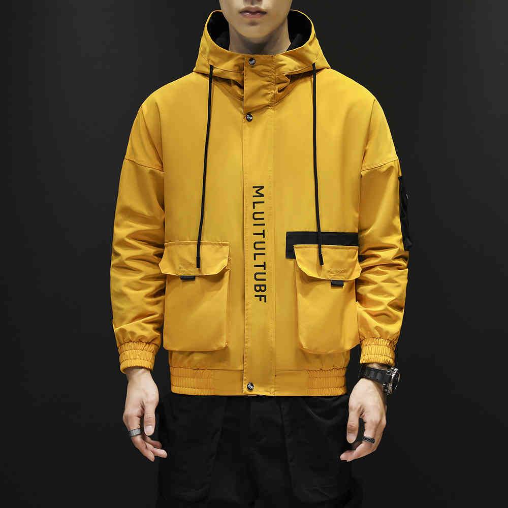 Hooded Jackets Men Patchwork Color Block Pullover Jacket Fashion Tracksuit Coat Men Hip Hop Streetwear Jacket Men JK19082 210518