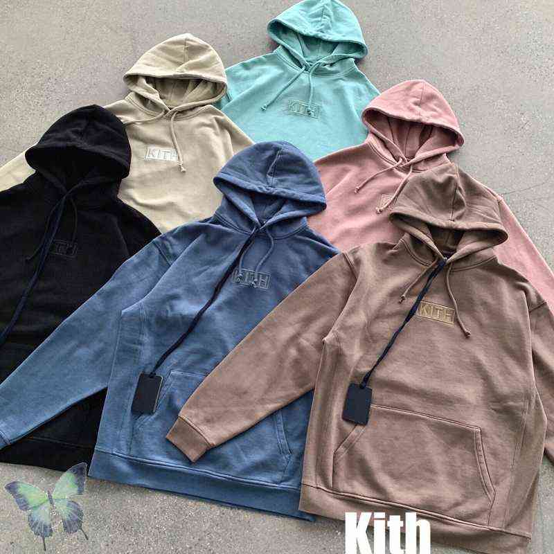 Embroidery Kith Hoodie Sweatshirts Men Women Kith Box Hooded Sweatshirt Quality Inside Tag 211116