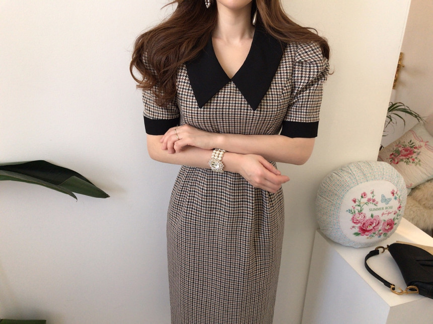 OL Office Lady Casual Vestidos Work Fashion Plaid Long Maxi Dress Summer Elegant High Waist Dresses Women 26034 210519