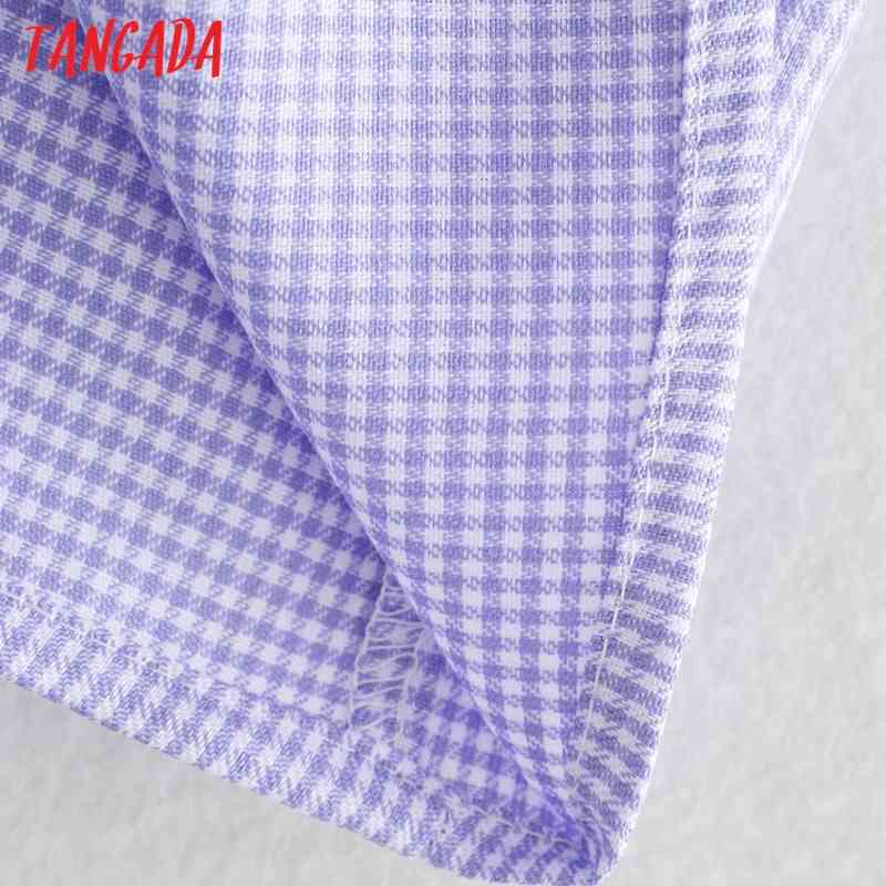 Women Retro Plaid Crop Ruffles Short Sleeve Summer Chic Female Slim Shirt Tops 4Y02 210416