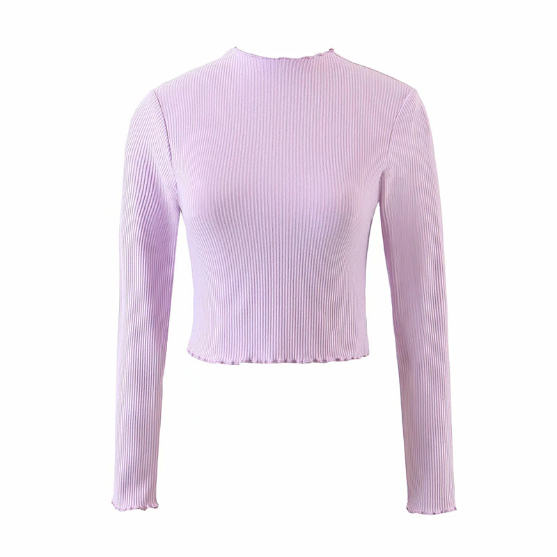 Women Sweet Ice Cream Color Neckline With Fungus Tight Sweater Female Simplicity Long Sleeve Bottoming Tops 210520