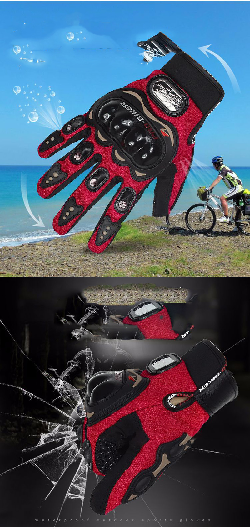 PRO-BIKER Men Motorcycle Gloves Wearable Guantes Motocross Full Finger Motocross Gloves Protective Motocross Guantes Gloves
