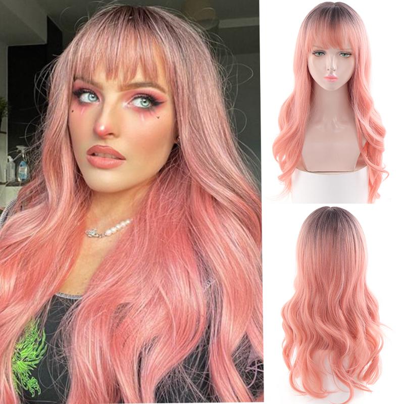 Synthetic Wigs HOUYAN Blue Gradient White Long Curly Hair Lolita Wig Cosplay Micro-curly Natural Heat-resistant