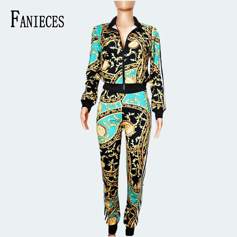 Luxury Runway Two Piece Set ins fashion Women Golden Baroque Printed Zipper Jacket Coat Tops + Bodycon Pants Tracksuit Suit Wear 210520, Yellow 
Luxury Runway Two Piece Set ins fashion Women Golden Baroque Printed Zipper Jacket Coat Tops + Bodycon Pants Tracksuit Suit Wear 210520, Yellow