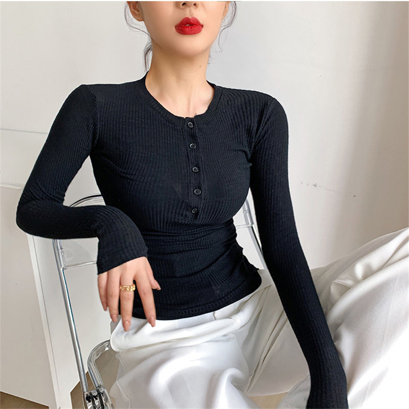 Spring Basic Office Lady Minimalist Tops Sexy Solid Women High Street All Match Brief Arrival T-shirt 210421